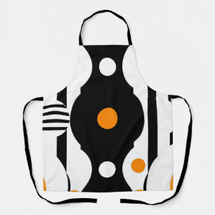 Schwarze Retro-Mod-Geometrie in Orange Schürze