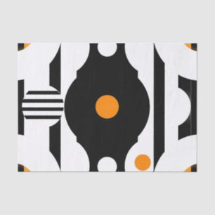 Schwarze Retro-Mod-Geometrie in Orange Seidenpapier