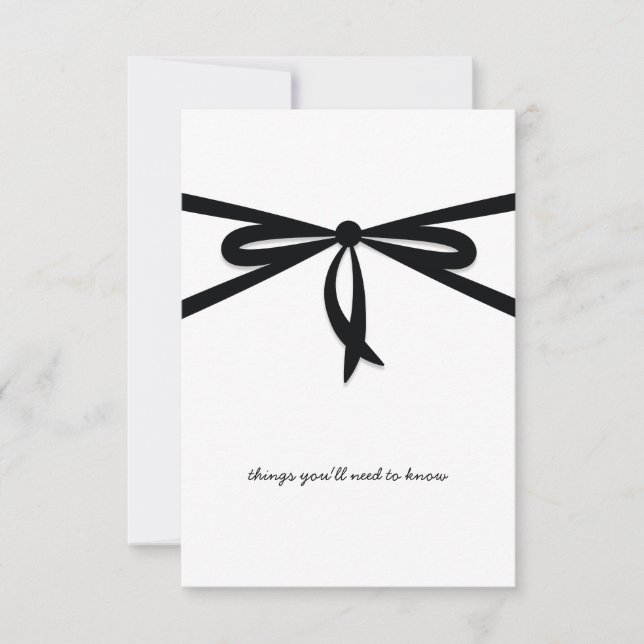 SCHWARZE RIBBON & BOW RSVP KARTE (Vorderseite)