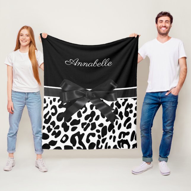 Schwarze Ribbon Leopard Print Fleecedecke (Beispiel)