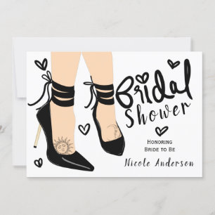 Schwarze Riemchen-High-Heels Mond Brautparty Einladung