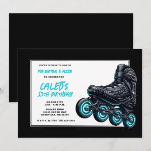 Schwarze Rollerblades mit blauen Glow-Rädern zum G Einladung