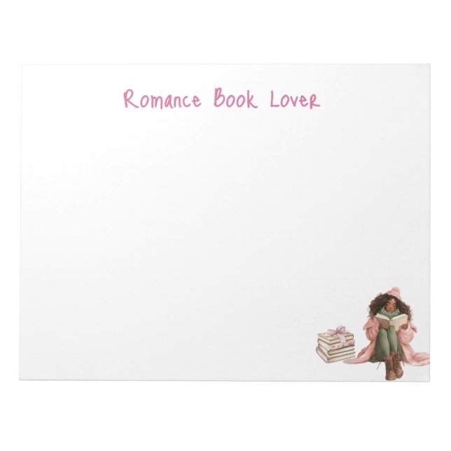 Schwarze Romance Buch Lover Personalisiert Station Notizblock (Vorderseite)