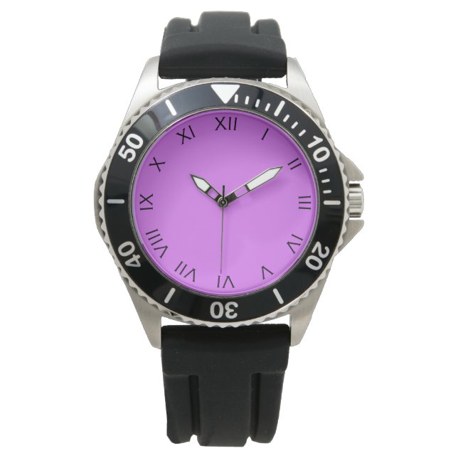 Schwarze römische Zahlen auf Lila Gelände Armbanduhr (Vorderseite)