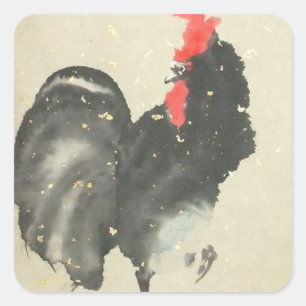 Schwarze Roosterkleber Quadratischer Aufkleber