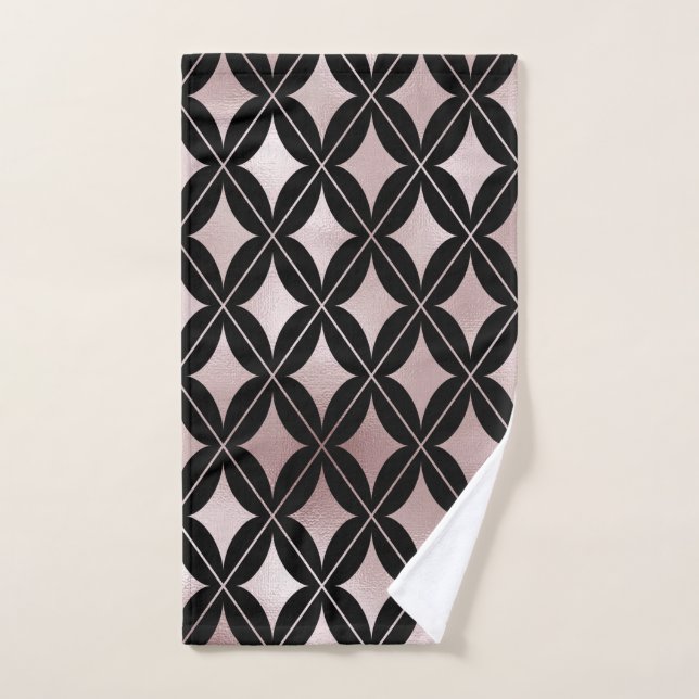 Schwarze rosa Diamanten auf schwarz Handtuch (Handtuch)
