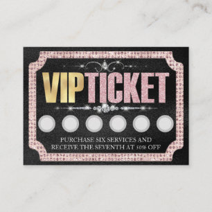 Schwarze & rosa glitzernde VIP-Kundenbindungskarte Visitenkarte