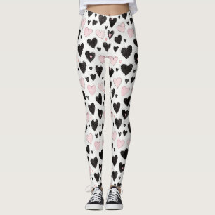 Schwarze rosa Herzen Leggings