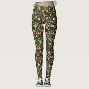 Schwarze rosa Rosen Blumen Leggings