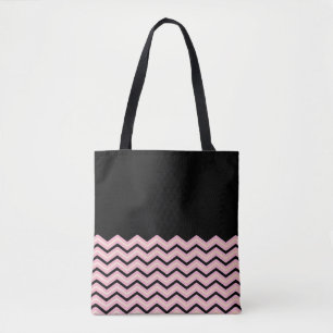 Schwarze, rosa und gelbe Zickzack Tasche