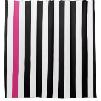 Schwarze rosa und weiße Streifen Duschvorhang