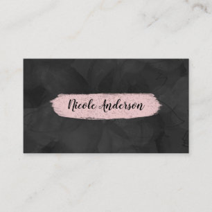Schwarze & rosa Wasserfarbe Blumen Glam Moderne Pi Visitenkarte