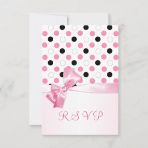 Schwarze, rosa, weiße Polka-Punkte-UAWG RSVP Karte