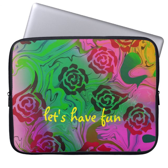 Schwarze Rose abstrakte Elektronik-Tasche Laptopschutzhülle (Vorderseite)