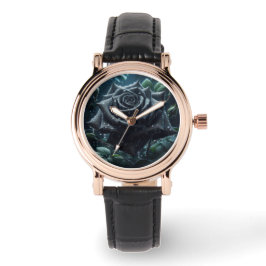 Schwarze Rose Armbanduhr