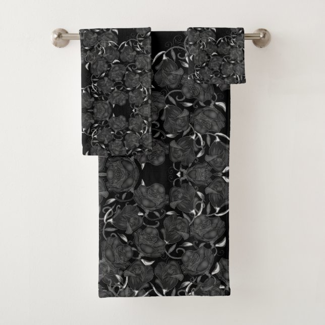 Schwarze Rose Badehandtuch Set (Insitu)