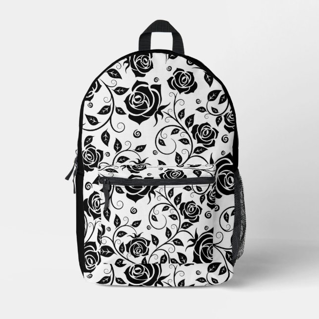 Schwarze Rose Bedruckter Rucksack (Vorderseite)