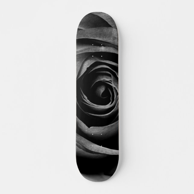 Schwarze Rose Blume Blumendekoration Vintag Skateboard (Vorne)