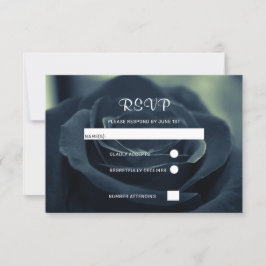 Schwarze Rose Blume Dark Gothic Vibe Wedding RSVP Karte