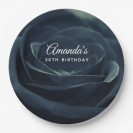 Schwarze Rose Blume Dunkle Gothic Vibe Geburtstag Pappteller