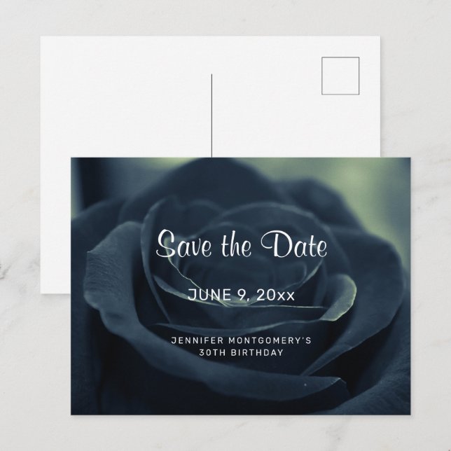 Schwarze Rose Blume Dunkle Gothic Vibe Save the Da Einladungspostkarte (Vorne/Hinten)