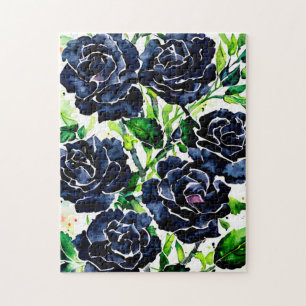 Schwarze Rose Blume Goth Art Aquarellmalerei