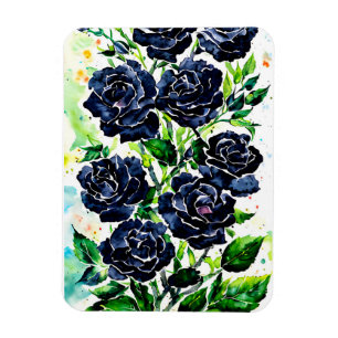 Schwarze Rose Blume Goth Art Aquarellmalerei Magnet