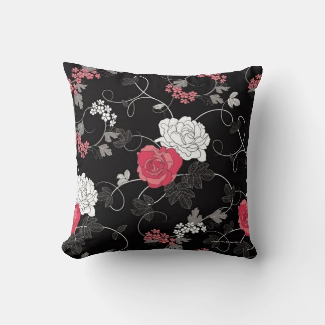 Schwarze Rose Designer Kissen (Vorderseite)