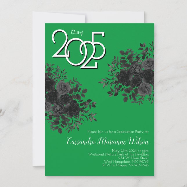 Schwarze Rose Dunkelgotische Graduierungspartei Gr Einladung (Vorderseite)