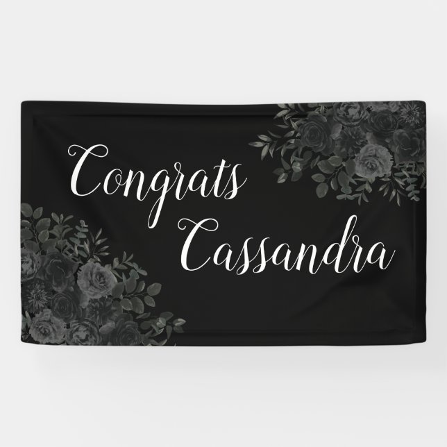 Schwarze Rose Dunkle Gotische Graduierungspartei Banner (Horizontal)