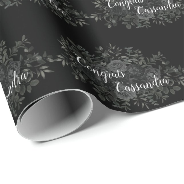 Schwarze Rose Dunkle Gotische Graduierungspartei Geschenkpapier (Rolleneckpunkt)