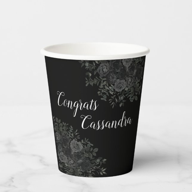 Schwarze Rose Dunkle Gotische Graduierungspartei Pappbecher (Vorderseite)