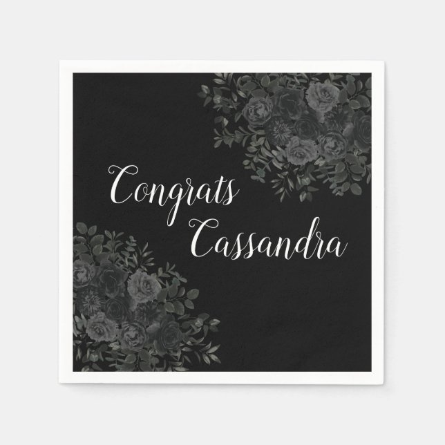 Schwarze Rose Dunkle Gotische Graduierungspartei Serviette (Vorderseite)
