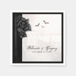Schwarze Rose & Fledermäuse Gothic Halloween Napki Serviette