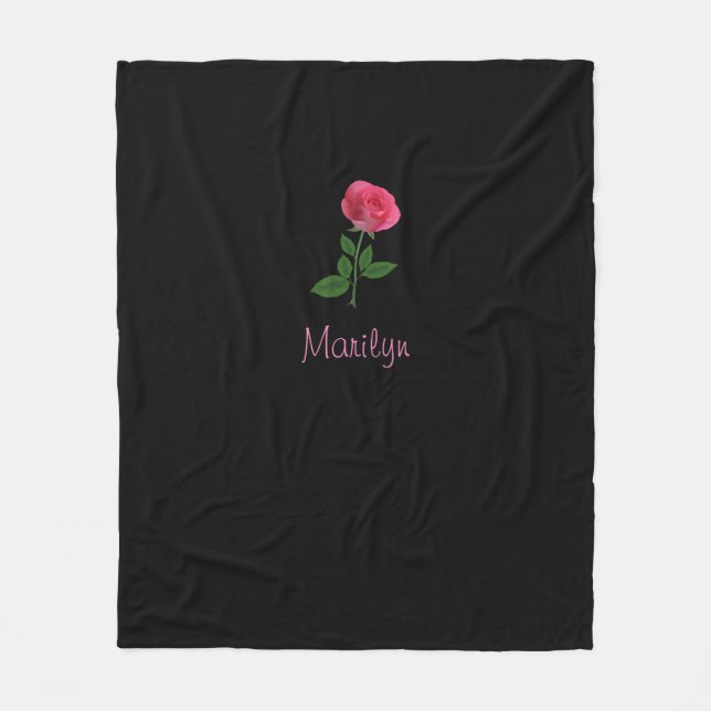 Schwarze Rose Fleecedecke (Vorderseite)