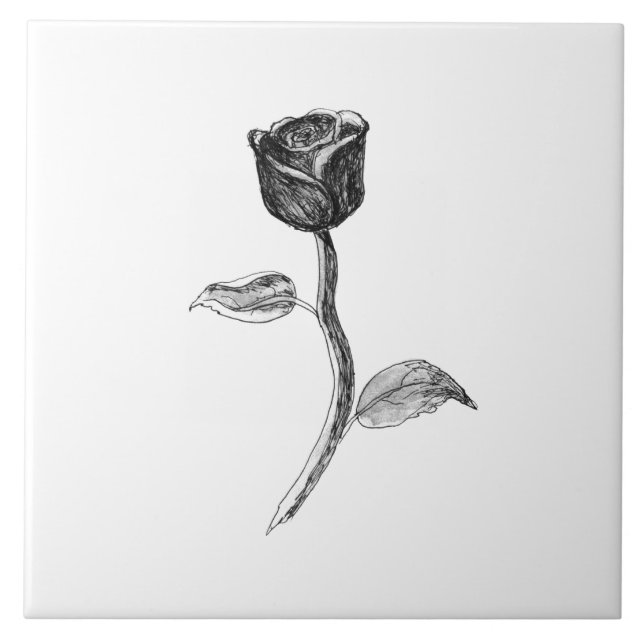 Schwarze Rose Fliese (Vorderseite)