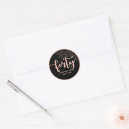 Schwarze Rose Gold 40. Geburtstag Gastgeschenk Sti Runder Aufkleber