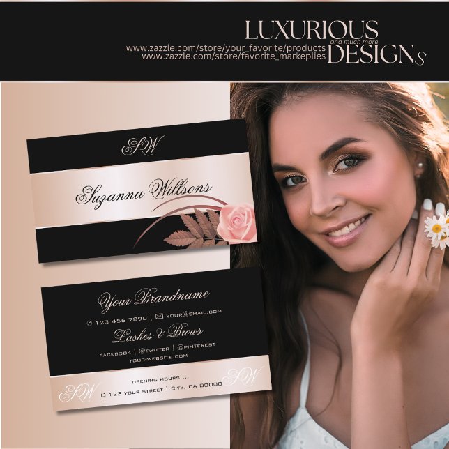 Schwarze Rose Gold Decoder Niedliche Blume mit Ini Visitenkarte (Von Creator hochgeladen)