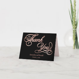 Schwarze Rose Gold Foil Calligraphie Dankeskarte
