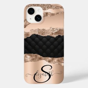 Schwarze Rose Gold Glitter Pailletten Case-Mate iPhone 14 Hülle