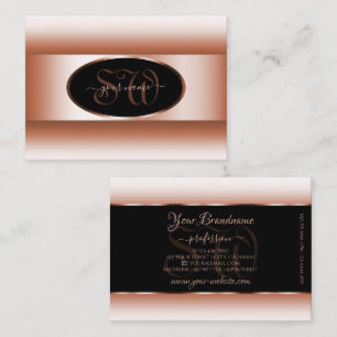 Schwarze Rose Gold Oval Rahmen Initialen Rose Grad Visitenkarte