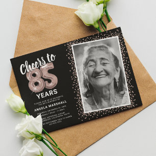 Schwarze Rose Gold Prost auf 85 Jahre Einladung