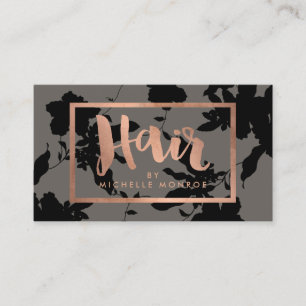 Schwarze Rose Gold Text Haare Stylist Grau Visitenkarte
