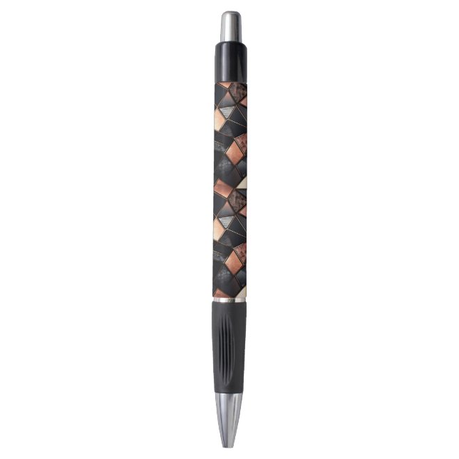 Schwarze Rose Gold Tiles Kugelschreiber (Vorderseite Vertikal)