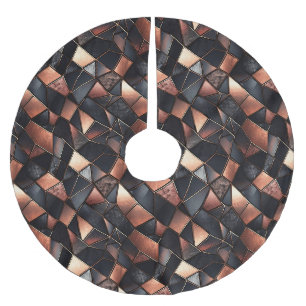 Schwarze Rose Gold Tiles Polyester Weihnachtsbaumdecke