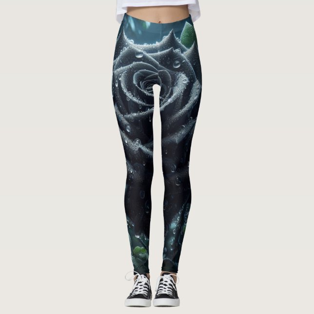 Schwarze Rose Leggings (Vorderseite)
