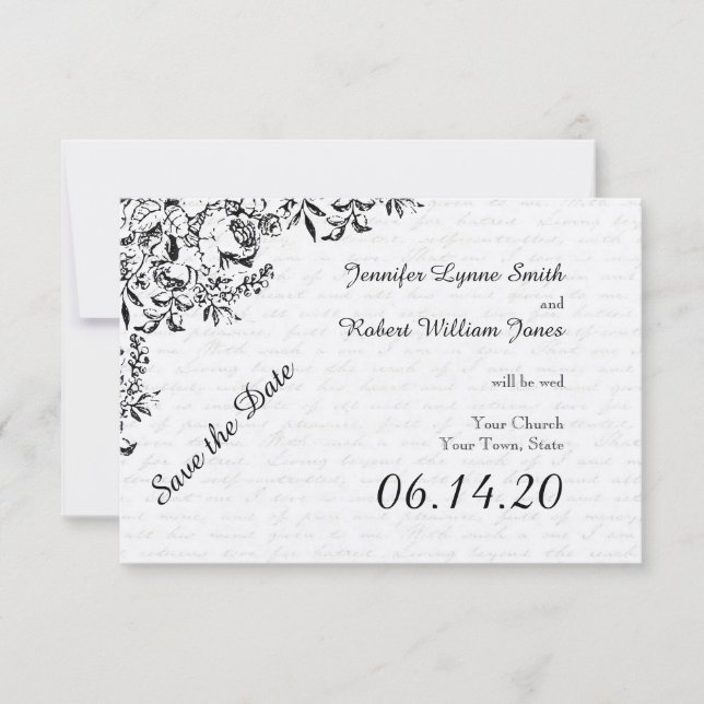 Schwarze Rose Liebe Hochzeitssache speichern das D Save The Date (Vorderseite)