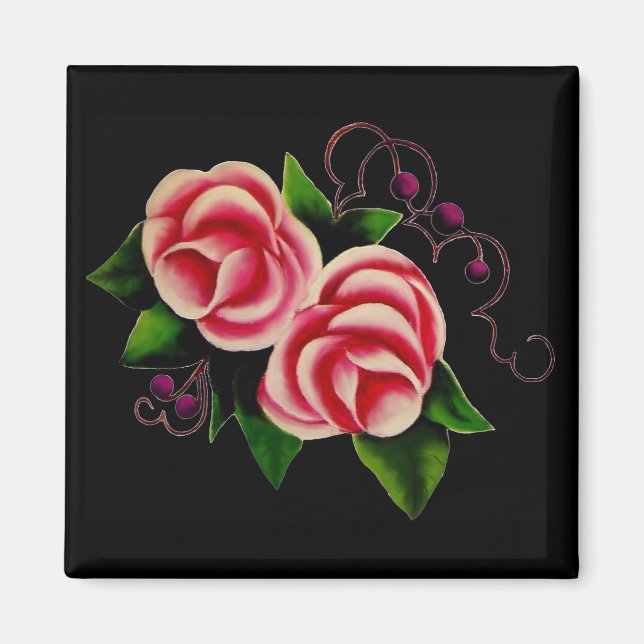 Schwarze Rose Magnet (Vorne)