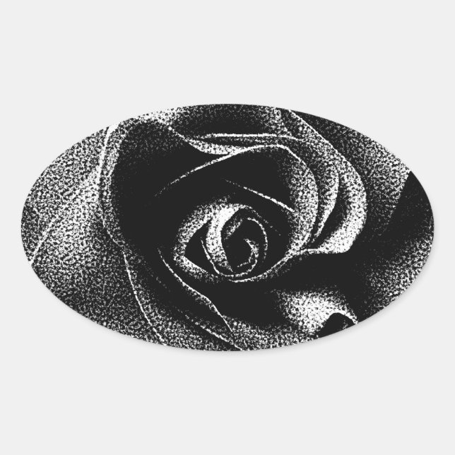 SCHWARZE ROSE OVALER AUFKLEBER (Vorderseite)