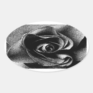 SCHWARZE ROSE OVALER AUFKLEBER
